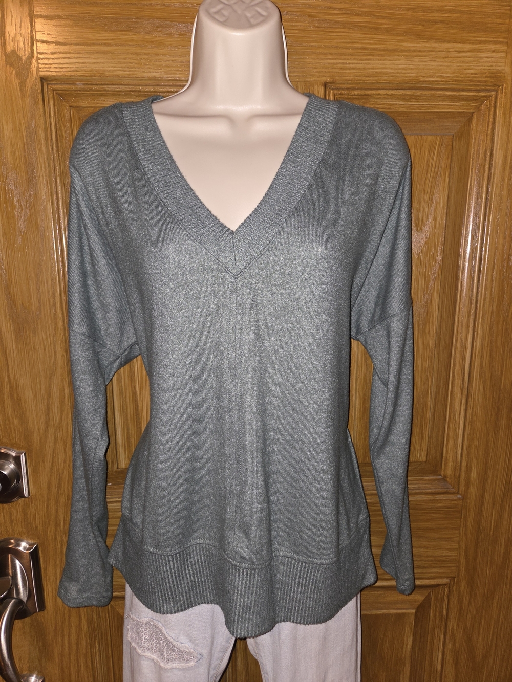 Buffalo David Bitton V-Neck Sweater‎ in Slate Green